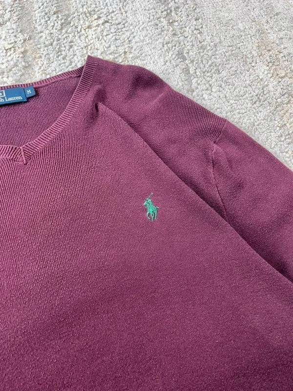 Suéter gola V vinho Polo Ralph Lauren tamanho M – photo 2